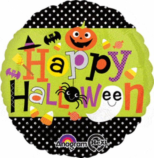 Picture of HALLOWEEN FOIL BALLOON 17INCH POLKA
